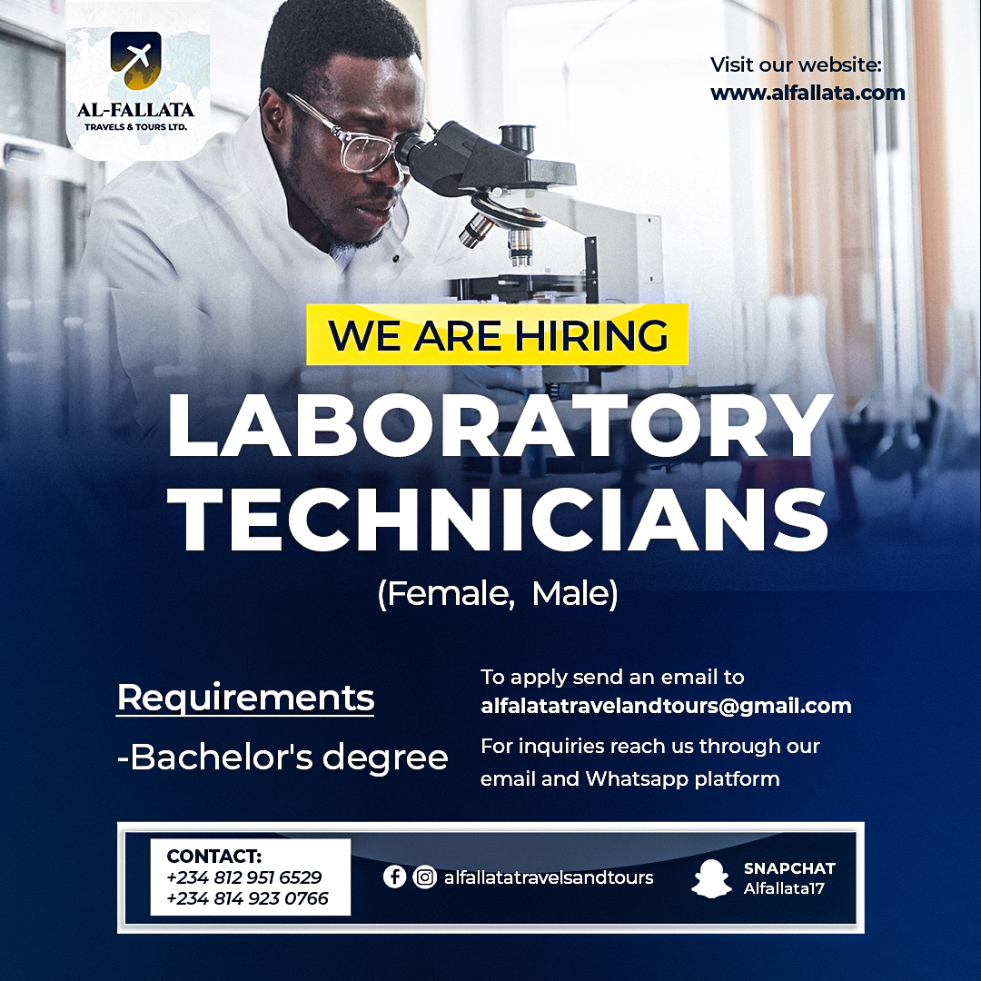 Hiring: Laboratory Technician - Al-Fallata Travels and Tours LTD
